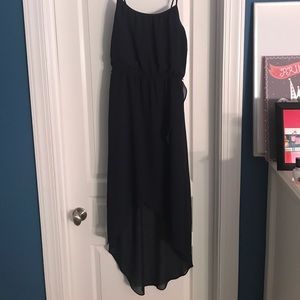 A navy high low dress